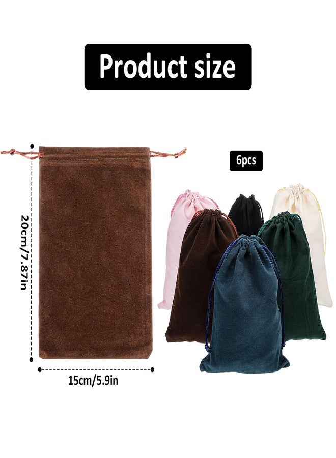 Qulkws 6 Pcs Gift Fabric Cloth Bag 7.8 x 6.2 inch 6 Colors Mixed Velvet Gift Bags Package Drawstring Pouch Soft Velvet Bag with Drawstrings Anti Tarnish Jewelry Velvets bags Dice Bages for Wedding Party - Image 2
